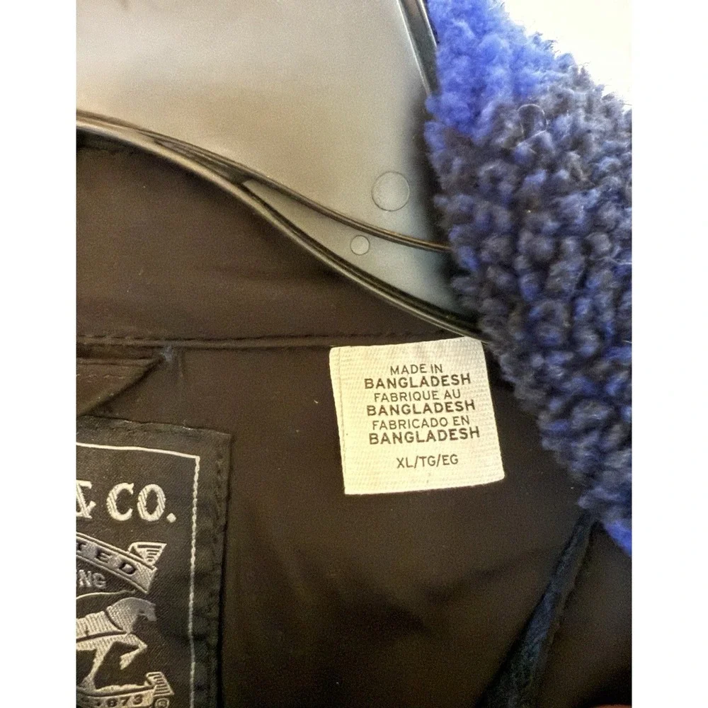 Levi's Sherpa Fleece snap Shirt Jacket Blue Plaid Men's XL Pockets‎ Outdoor